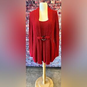 Vintage~ STERA size Large Gorgeous RED SWEATER Cardigan (one piece) Beautiful